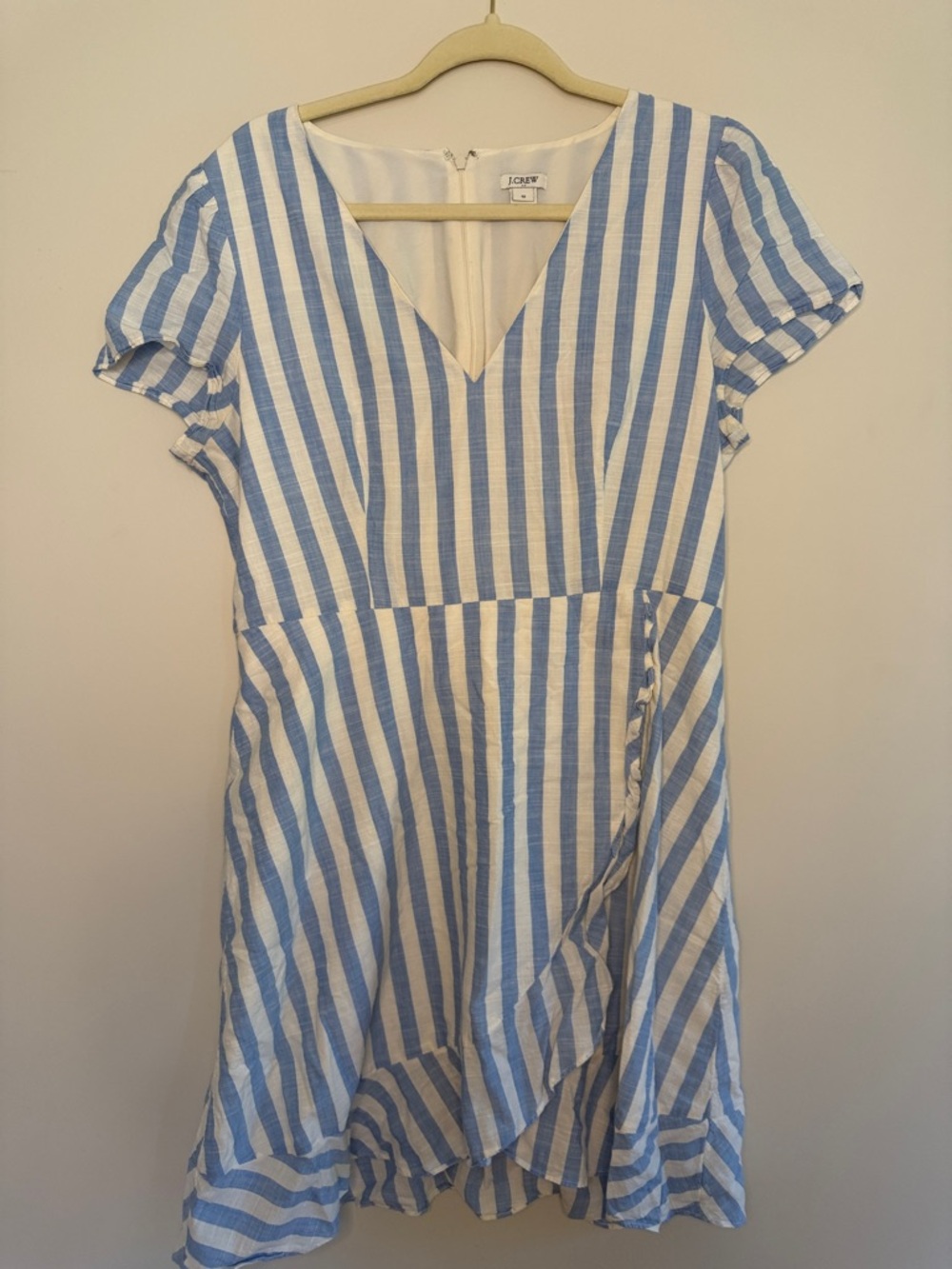 J. Crew Light Blue and White Striped Women’s Wrap Casual Dress